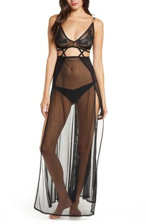 Bluebella Nyla Long Chemise Womens Black Stretch Adjustable Strap RED949
