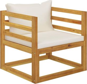 vidaXL Sedia da Giardino con Cuscino Crema in Legno Massello di Acacia - Vidaxl