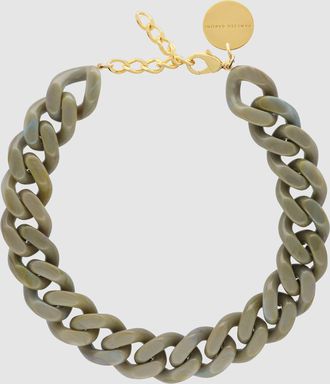 Vanessa Baroni Collier Flat Chain Light Olive Marble
