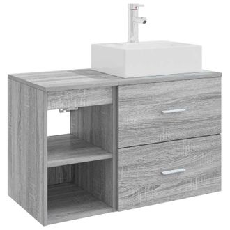 vidaXL Juego De Muebles De Ba&ntilde;o 2 Pcs Sonoma Gris Madera De Ingenier&iacute;a Vidaxl