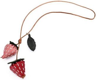OLD TREND Strawberry Genuine Leather Artisan Charm in Blush & Ruby at Nordstrom