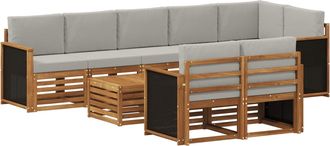 vidaXL Conjunto De Sof&aacute;s De Exterior 8 Uds. Natural Y Gris Claro Vidaxl