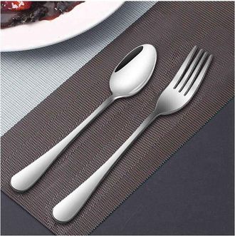 OEM Juego De 24 Cubiertos De Acero Inoxidable: Juego De Cubiertos Resistentes De Alta Calidad (20 Cm) Y Cucharas (18 Cm)