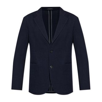 Emporio Armani Blazers, male, Blue, Size: 3XL Wool Blazer with Notch Lapels