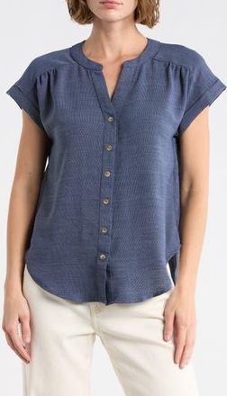 Blu Pepper Button Front V-Neck Top in Navy at Nordstrom Rack, Size Medium