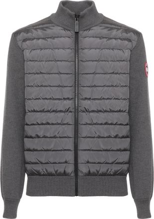 Canada Goose Grey Wool Short Padded Jacket With Down Front Panel
