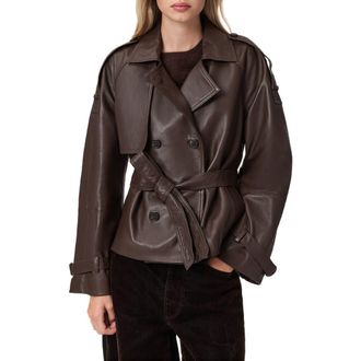 AllSaints Reed Leather Trench Jacket in Bitter Brown at Nordstrom Rack, Size Large