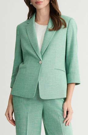 Kasper Cuff Sleeve One-Button Blazer in Lushgreen at Nordstrom, Size 10