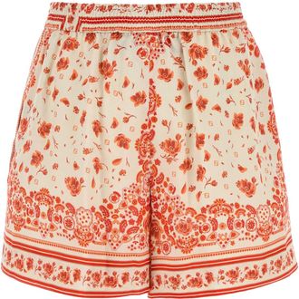 Fendi Womens Printed Silk Shorts Coral Exterior