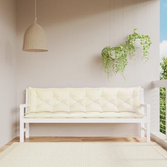 vidaXL Cojines De Banco De Jard&iacute;n 2 Uds Blanco Crema 200x50x7 Cm Vidaxl