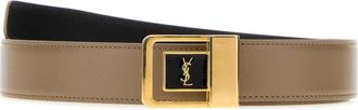 Saint Laurent Beige Logo Buckle Belt