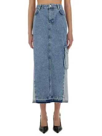 Moschino Long Denim Skirt - Blue