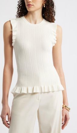 Nordstrom Ruffle Sweater Tank in Ivory Tofu at Nordstrom, Size Xx-Large