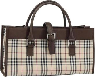 Burberry Pre-owned Handbags, female, Beige, Size: ONE SIZE Pre-owned Canvas Handbag