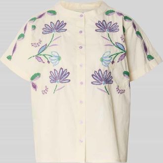 Lollys Laundry Regular Fit Bluse mit Stitchings Modell Mya in Offwhite, Gr&ouml;&szlig;e XL