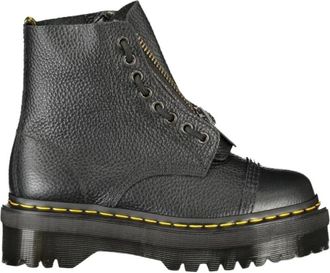 Dr. Martens Sinclair Leren Platform Laarzen - Dames - Enkellaarsjes - Zwart - 37 EU - Leer - Schoenen