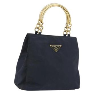 Prada Pre-owned Vintage Nylon Hand Bag - Dames - Vintage Handtas - Blauw - ONE Size - Nylon - Vintage