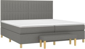 vidaXL Vidaxl - Cama Box Spring Con Colch&oacute;n Tela Gris Oscuro 200x200 Cm