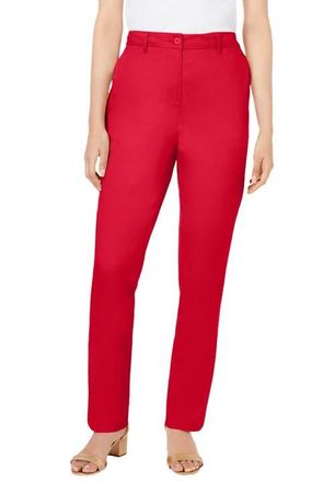 Jessica London Stretch Cotton Chino Straight Leg Pant in Vivid Red at Nordstrom, Size 12