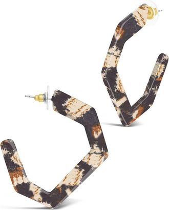 Sterling Forever Open Geometric Hoop Earrings in Brown Leopard at Nordstrom Rack