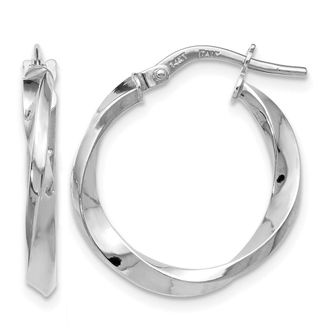 Diamond2Deal 14K White Gold Polished Twisted Round Shape Hoop Earrings