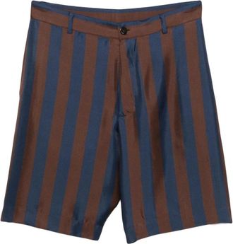 Fendi Korte Broeken, Heren, Blauw, L, Pequin Zijden Shorts