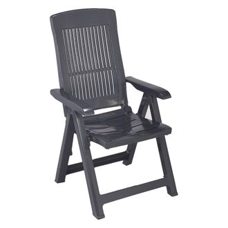 Dmora Silla De Exterior Dozier, Una Silla, Respaldo Reclinable Hecho En Italia, Multiposici&oacute;n, Negro Antracita