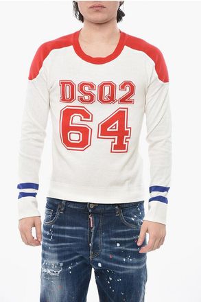 Dsquared2 Lightweight Cotton Crew Neck Knit with Contrast Details size S