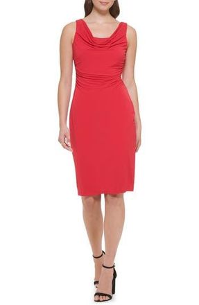 Kensie Cowl Neck Jersey Sheath Dress in Red at Nordstrom Rack, Size 10