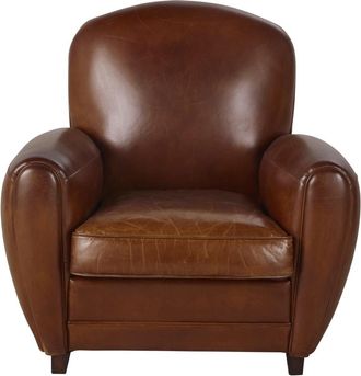 Maisons du monde Sill&oacute;n de piel marr&oacute;n