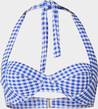 Shoshanna Gingham Draped Halter Bikini Top