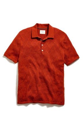Billy Reid Diamond Stitch Polo Sweater in Umber at Nordstrom, Size X-Large