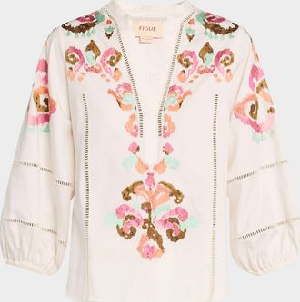 Figue Rylie Embroidered Peasant Top
