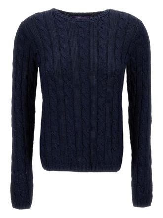 Ralph Lauren Collection crew-neck cable-knit sweater - women - Silk - S - Blue