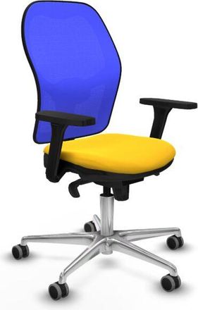 Piqueras y Crespo Piqueras Y Crespo - Jorquera Sincro Malla Azul Similpiel Amarillo Brazos 3d Base Aluminio Ruedas 65mm Engomada