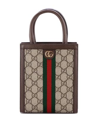 Gucci Ophidia Convertible Tote GG Coated Canvas Super Mini crossbody bag - Bruin