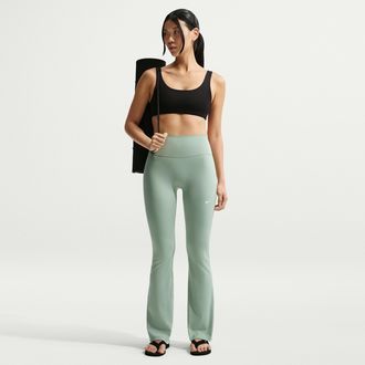 Nike Womens One High-Waisted Flared Leggings in Green | IB9135-006