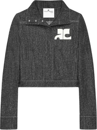 Courr&egrave;ges Denim Tweed Jas - Dames - Blazers - Zwart - XS - Denim - Jassen