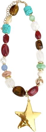 Gemelli Womens Beaded Star Necklace In Multicolor