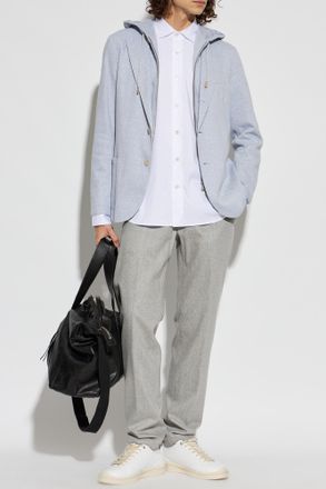 Eleventy Jacket With Detachable Hood, Mens, Grey
