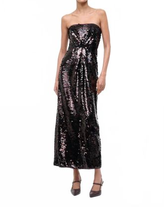 Staud Cece Dress In Espresso/black