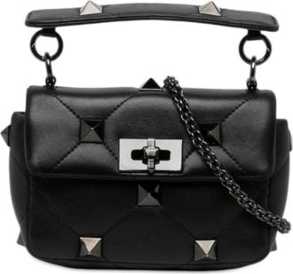 Valentino Pre-owned Valentino Small Nappa Monochrome Roman Stud Satchel Ladies 5RMH9WIN3T368OAX