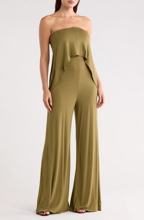 Go Couture Strapless Popover Jumpsuit in Olive Moss at Nordstrom Rack, Size X-Large