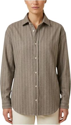 MC2 Saint Barth Gigy Flannel Pinstripes Strass Shirt - Dames - Blouses & Shirts - Bruin - Maat: S Flanel