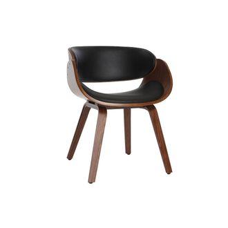 Miliboo Silla Negra Y Madera Oscura Nogal Bent
