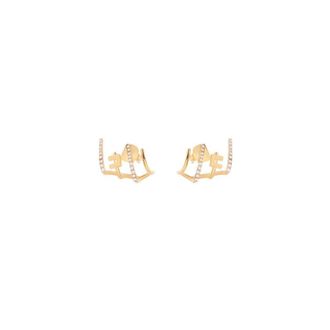 Elisabetta Franchi Oorbellen met logo en strass - Dames - Oorbellen - Geel - ONE Size - Accessoires