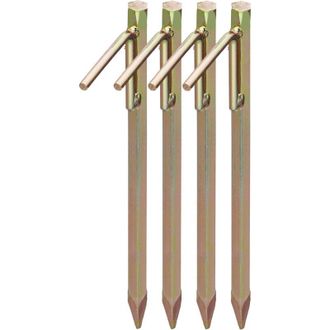 Relaxdays Set De 16 Piquetas Para Camping, Clavos Para Suelos Duros, Acero Galvanizado, 30,5 Cm, Dorado - Relaxdays