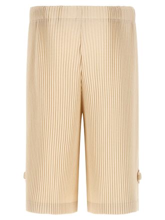 Homme Pliss&eacute; Issey Miyake Pleated Ribbed Shorts - Beige