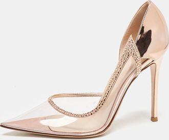 Gianvito Rossi Rose Gold Leather And Pvc Leif Dorsay Pumps