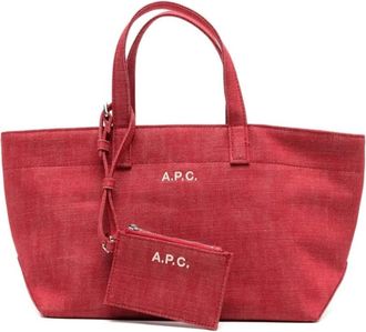 A.P.C. Tote Bags, female, Red, Size: ONE SIZE Le Drummer Toile Small Tote Bag